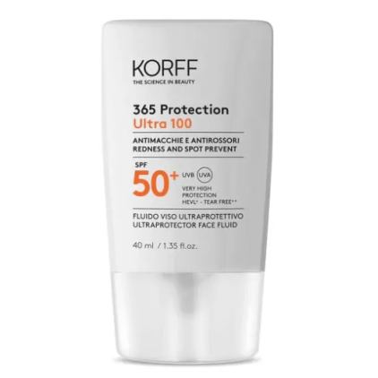365 Protection Ultra 100 Fluido Viso SPF50+ - Korff - Flacone 50 ml - Protezione solare viso ad alta protezione
