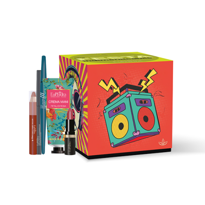 Euphidra Cofanetto Regalo Una Festa Indimenticabile Viva Eye Liner + Crema Mani Petali Rosa 50 Ml + Rossetto Mat + Matitone Labbra + Stilo Occhi Waterproof