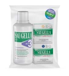 SAUGELLA DETERGENTE INTIMO ACTI3 500ML + ASSORBENTI GIORNO 14 PEZZI + ASSORBENTI NOTTE 12 PEZZI