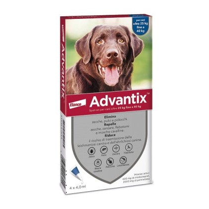 ADVANTIX Spot-On 4 Pipette 4ml Antiparassitario Cani 25-40Kg