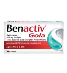 Benactiv Gola 8,75mg 16 Pastiglie Senza Zucchero Eucalipto e Miele di Manuka