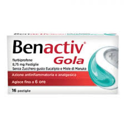 Benactiv Gola 8,75mg 16 Pastiglie Senza Zucchero Eucalipto e Miele di Manuka