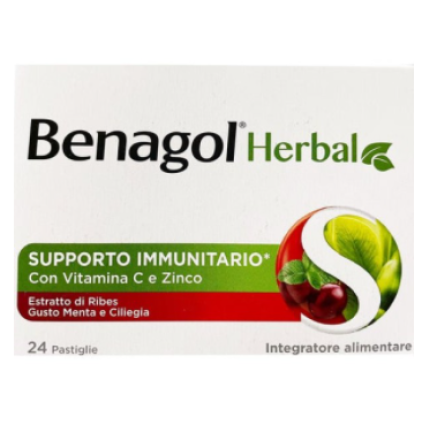 BENAGOL Herbal 24 Pastiglie Menta e Ciliegia