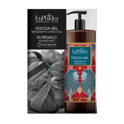 EUPHIDRA COFANETTO BERGAMOTTO & PATCHOULI Doccia Gel 400ml + Spugna da bagno