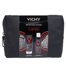 Vichy Cofanetto Pochette Regalo Uomo con Hydra Mag C Gel Doccia 200ml + Sensi Shave Schiuma da Barba 200ml - Idea Regalo Uomo