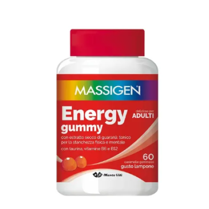 Massigen Energy Gummy Marco Viti 60 caramelle - Integratore Energetico con Guaranà e Vitamine B6 e B12