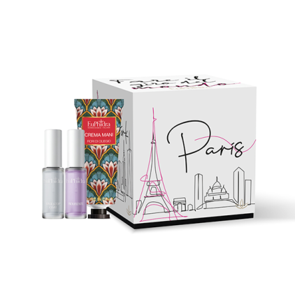 EUPHIDRA  Cofanetto Fare Il Giro Del Mondo ,INDURENTE UNGHIE SPEZZATE 7ML ,BASE&TOP COAT 7ML ,CREMA MANI FIORI DI CILIEGIO 50ML  