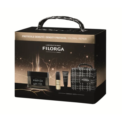 Filorga Global Repair Xmas 2025 cofanetto con crema 50 ml + elixir 30 ml + contorno occhi e labbra 4 ml + pochette - Cofanetto Regalo Beauty