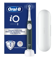 Oral B Power IO2  Forest Green + Travel Case - Spazzolino Elettrico con  Contenitore da Viaggio