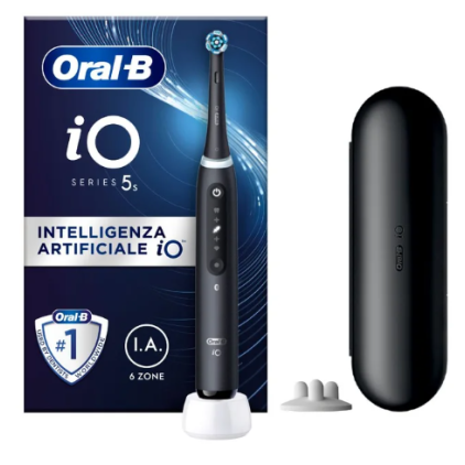 Oral-B IO 5S Nero con Custodia da Viaggio 1 pezzo - Spazzolino Elettrico Ricaricabile