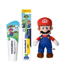 MENTADENT BUNDLE SUPER MARIO JUNIOR 6-13 ANNI SPAZZOLINO EXTRA SOFT + DENTRIFRICIO 75ML + PELUCHE SUPER MARIO