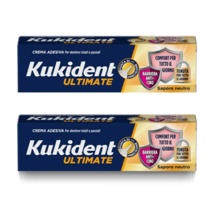 Kukident Ultimate Neutro 57 g Bipacco - Crema Adesiva per Dentiere