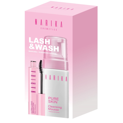 NARIKA LASH & WASH KIT - Mascara Nero Ultra Long Sensation + Mousse Detergente Pure Skin 100ml
