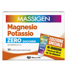Massigen - Integratore Magnesio e Potassio Zero Zuccheri Arancia Rossa 30 Bustine 