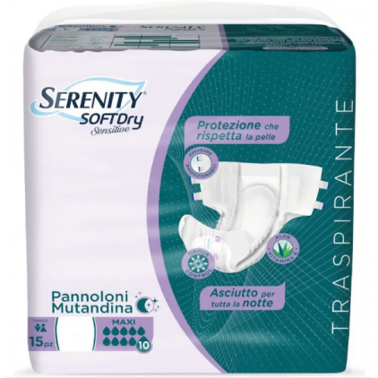 SERENITY Pannolone Mutandina SoftDry Sensitive Maxi M 15 Pezzi