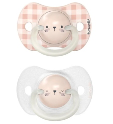 SUAVINEX Wild&Free SUCCHIETTO Night & Day Silicone 6/18 Mesi Orsetto Rosa 2 Pezzi