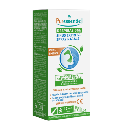 Sinus Spray - Puressentiel Italia Srl - Spray Nasale 15 ml - Dispositivo medico spray nasale decongestionante