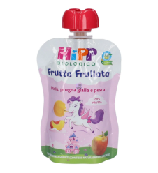 HIPP BIO FRUTTA FRULLATA UNICORNO MELA PRUGNA GIALLA E PESCA 90G