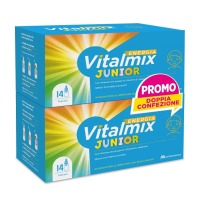 VITALMIX ENERGIA JUNIOR BIPACK 14+14 FLACONCINI - Integratore per ragazzi contro la stanchezza e a supporto del sistema immunitario e della funzione muscolare