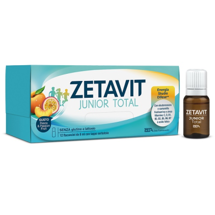 ZETAVIT JUNIOR TOTAL 12 Flaconcini 8ML - Integratore per il sistema immunitario e il benessere mentale