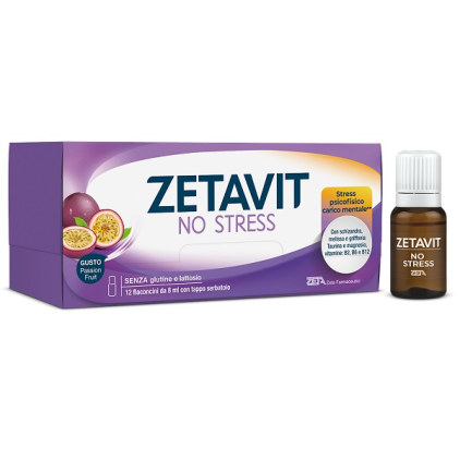ZETAVIT NO STRESS 12 Flaconcini 8 ML - Integratore per il normale tono dell'umore, rilassamento e benessere mentale