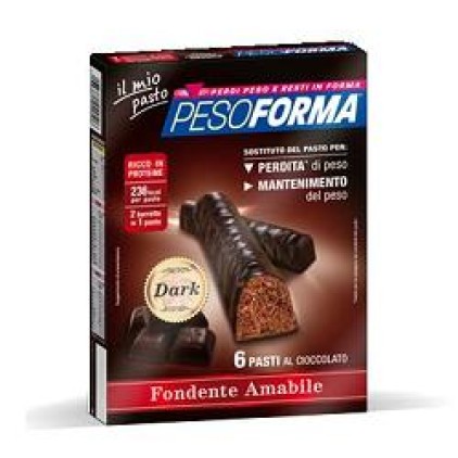 PESOFORMA Barrette Cioccolato Fondente Dark 12 Pezzi