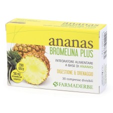 ANANAS Bromelina Plus 30 Compresse Divisibili - Integratore per il drenaggio dei liquidi e la funzionalità del microcircolo