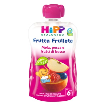 HIPP Bio Frutta Frullata Mela Pesca e Frutti Rossi 90g