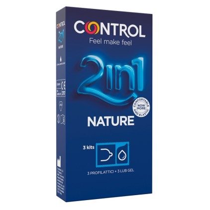 CONTROL 2in1 Nature + Nature Lube - 3 Kit: 3 Preservativi + 3 Dosi Gel