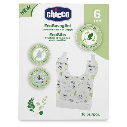 CHICCO Bavaglino Monouso Biodegradabile Compostabile 36 Pezzi