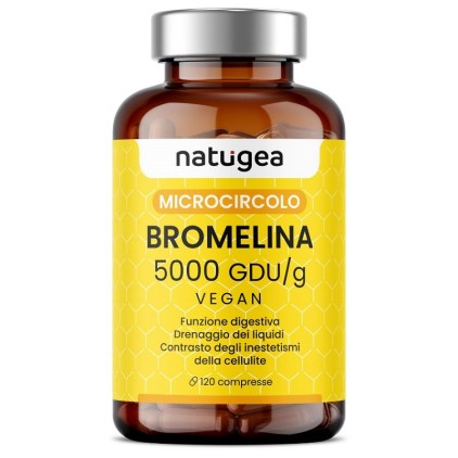 NATUGEA BROMELINA 5000 120 Compresse - Integratore per la funzione digestiva e il drenaggio dei liquidi