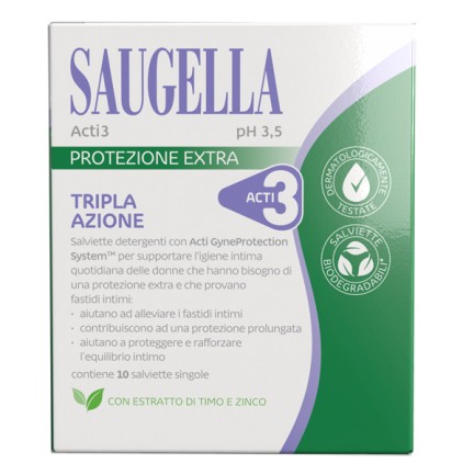 SAUGELLA ACTI3 SALVIETTINE DETERGENTI 10 PEZZI
