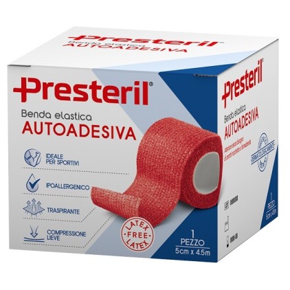 PRESTERIL BENDA ELASTICA AUTOADESIVA 5X450cm ROSSO