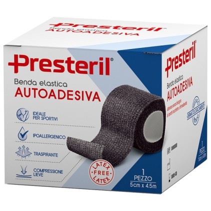 PRESTERIL BENDA ELASTICA AUTOADESIVA 5X450cm NERO