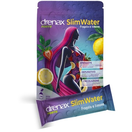 Drenax Forte Slim Water Fragola e Limone 24 stick - Integratore Drenante Depurativo