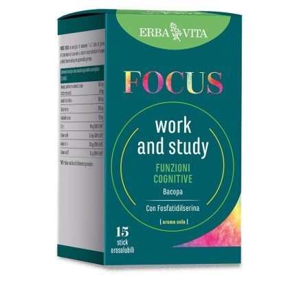 Focus Work And Study – Focus – 15 stick – Integratore per concentrazione e supporto mentale durante studio e lavoro