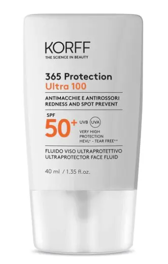 365 Protection Ultra 100 Fluido Viso SPF50+ - Korff - Flacone 50 ml - Protezione solare viso ad alta protezione