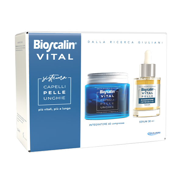 BIOSCALIN VITAL SISTEMA CAPELLI PELLE UNGHIE INTEGRATORE 60 COMPRESSE + SIERO 30ML
