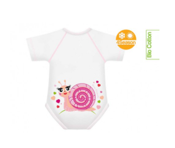 BODY 0-36 MESI BIO COTONE 4 STAGIONI SLOW FRIENDS CHIOCCIOLA