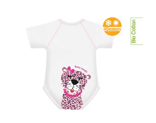 BODY 0-36 MESI BIO COTONE 4 STAGIONI BABY JUNGLE LEOPARDO