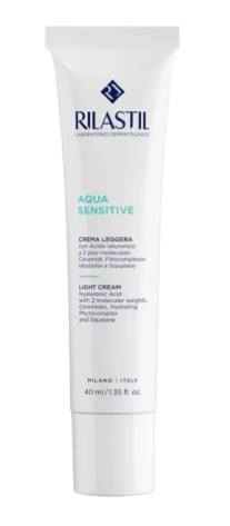 Rilastil Acqua Sensitive Crema Leggera 40 ml - Trattamento Idratante con Acido Ialuronico a Rapido Assorbimento per Pelli Sensibili