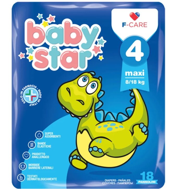 BABYSTAR PANNOLINO 8/18KG TAGLIA 4 18 PEZZI