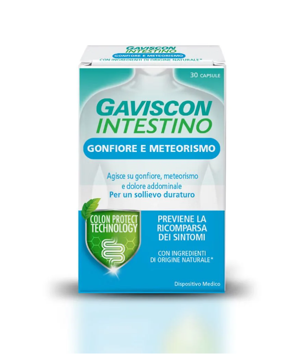 Gaviscon Intestino Gonfiore e Meteorismo 30 Capsule - Integratore per il Trattamento dei Disturbi Intestinali
