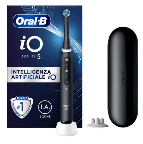 Oral-B IO 5S Nero con Custodia da Viaggio 1 pezzo - Spazzolino Elettrico Ricaricabile