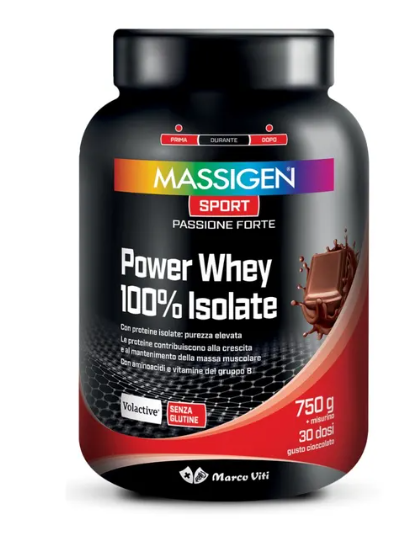 MASSIGEN SPORT POWER WHEY 100% ISOLATE CIOCCOLATO 750G