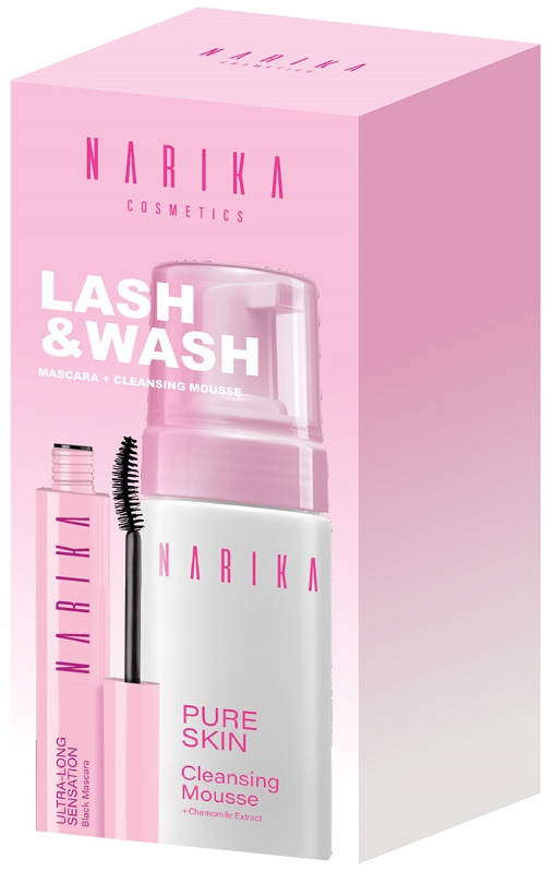 NARIKA LASH & WASH KIT - Mascara Nero Ultra Long Sensation + Mousse Detergente Pure Skin 100ml