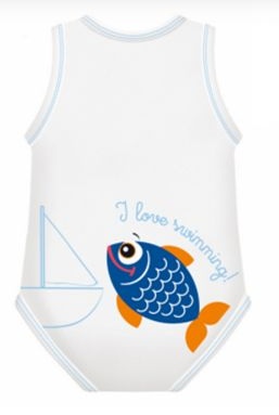 BODY 0-36 MESI BIO COTONE SUMMER SEALIFE PESCE AZZURRO