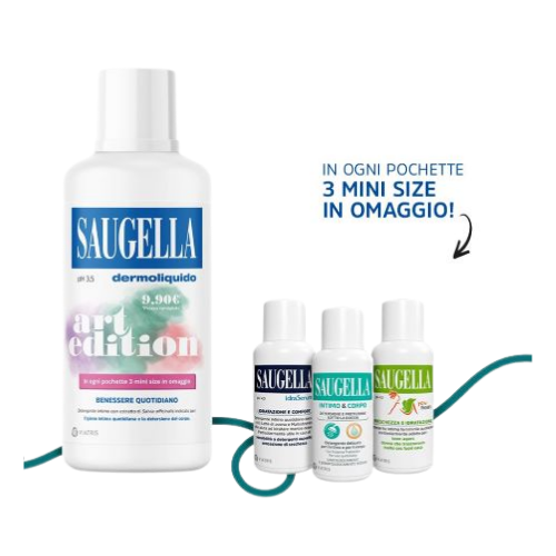 SAUGELLA ART EDITION COFANETTO DERMOLIQUIDO 500ML + POCHETTE MINITAGLIA OMAGGIO