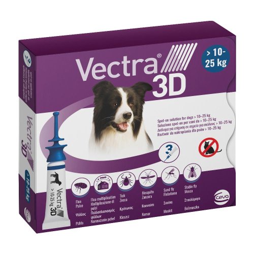 VECTRA 3D BLU SpotOn Antiparassitario per cani 3 Pipette 10-25Kg