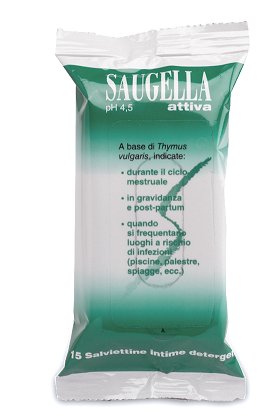 SAUGELLA ATTIVA SALVIETTE INTIME DETERGENTI 15 PEZZI